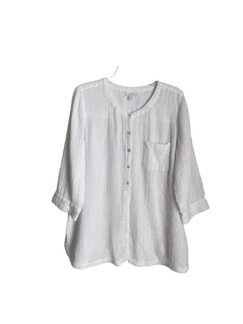 Pure J Jill White Cotton Gauze 3/4 Sleeve Tunic Cottagecore Coastal - Picture 8 of 8